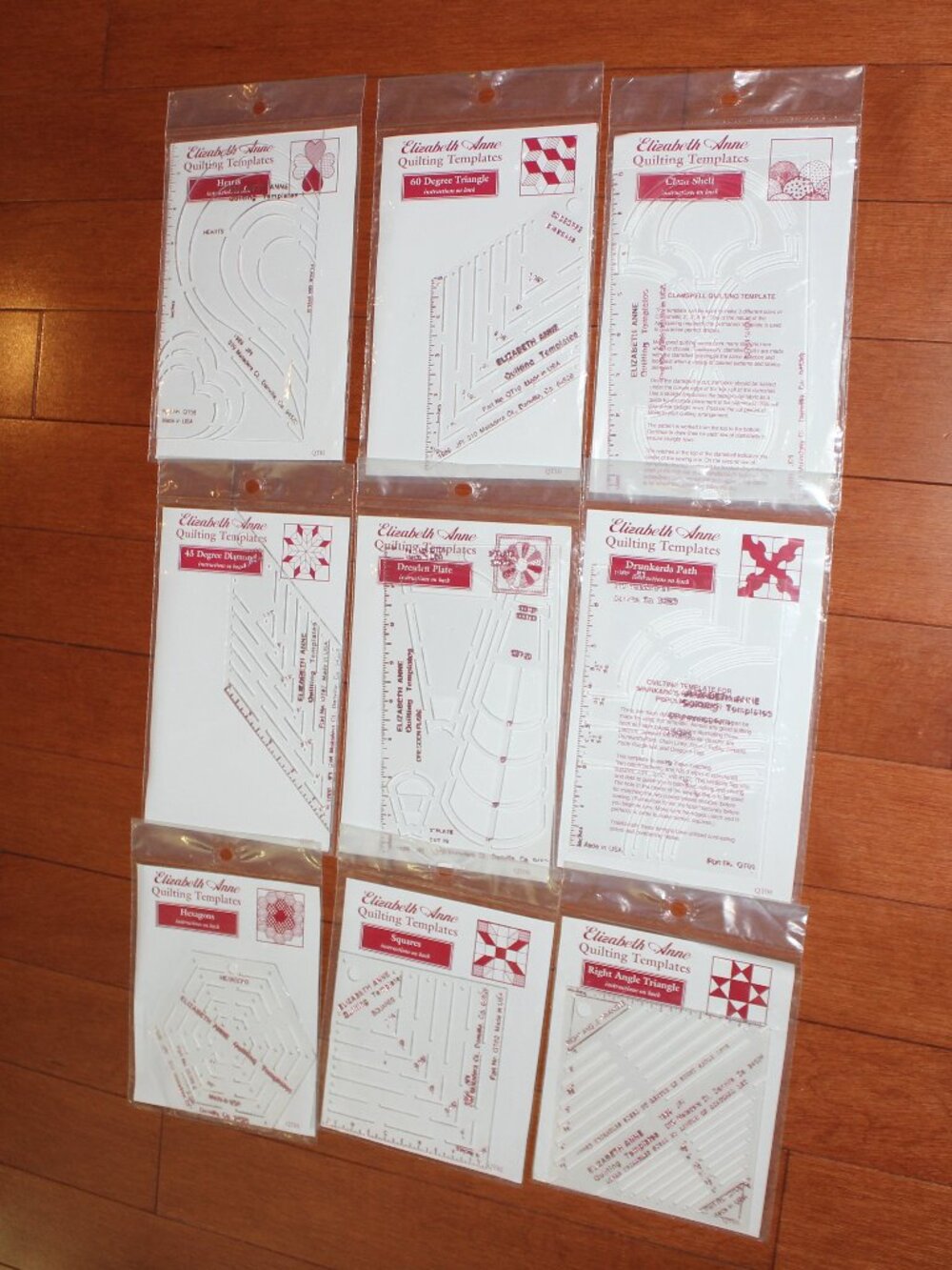 9x❤️Elizabeth Anne Quilting Templates Dresden Plate Drunkards Path Clam Shell...